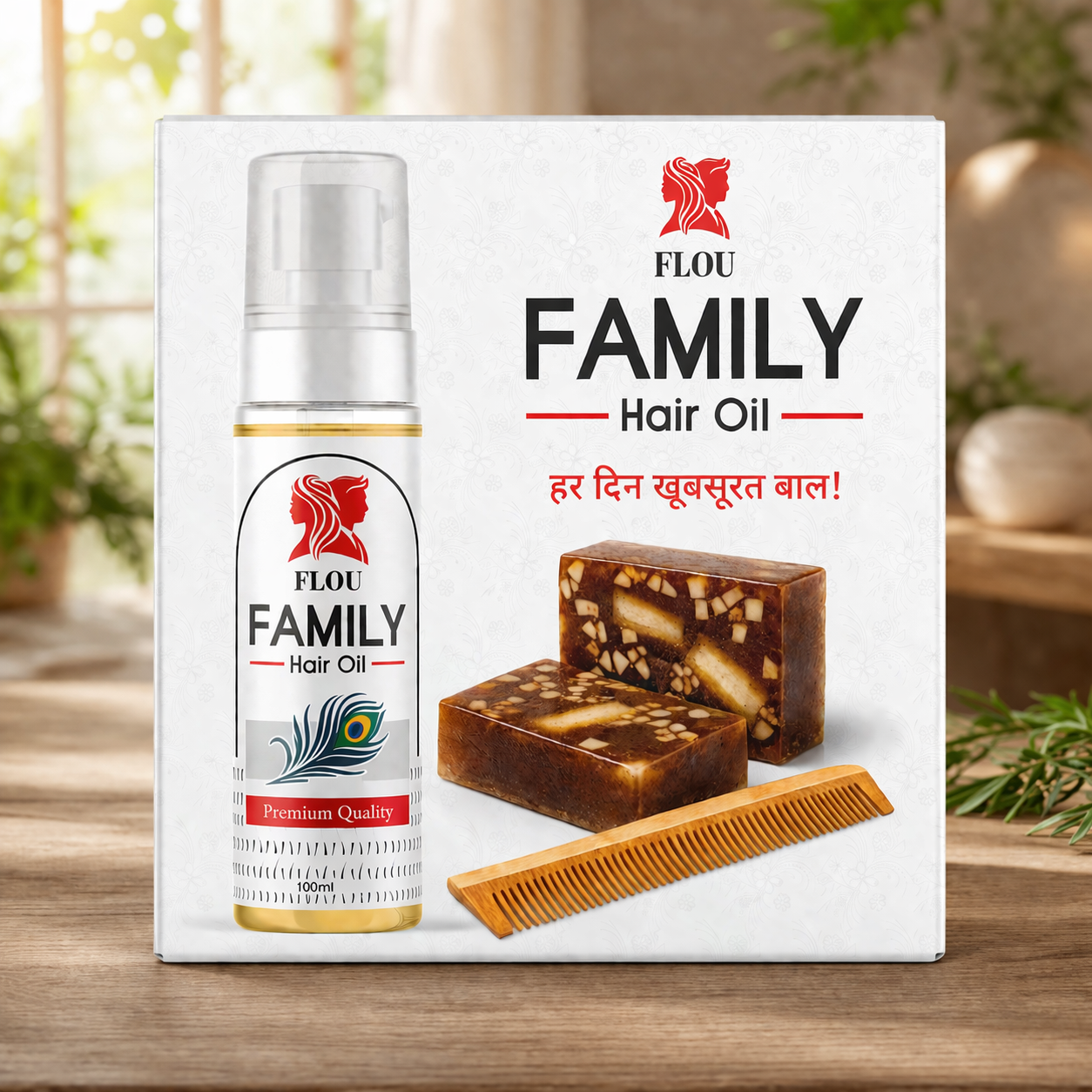 Flou Family Premium Hair Oil Natural Hair Growth & Strength Formula