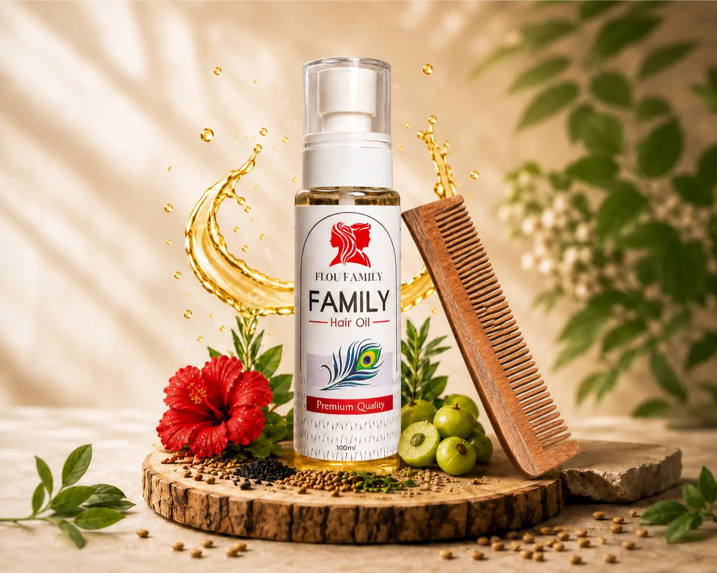 Flou Family Premium Hair Oil Natural Hair Growth & Strength Formula